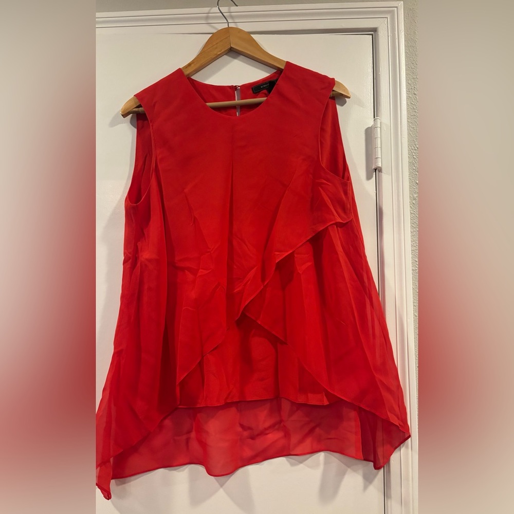 BCBGMaxAzria Vibrant Red High Low Blouse